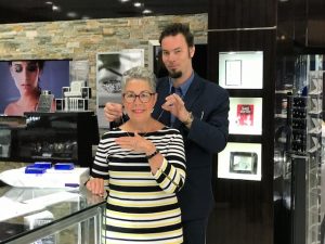 Allan G. Boos, manager of the Hillside Centre location of Paris Jewellers, and Wear2Start board member Jeanette Kelly show off the beautiful stainless steel pendant the store used as a fundraiser to help charities across the country, including Wear2Start.