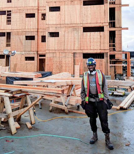 BENITO MALENGERA WORKS AS A CARPENTER ON ESQUIMALT'S TOWN SQUARE PROJECT. EVEN MAKING A GREAT WAGE HE STRUGGLED TO FIND HOUSING IN GREATER VICTORIA WHEN HE ARRIVED FROM ALBERTA.