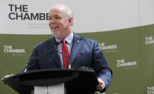 Former BC Premier John Horgan at a Chamber Business Leaders Luncheon in 2018.